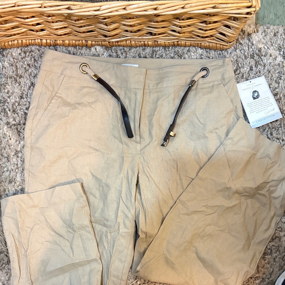 Jaclyn SMITH Tan Linen Blend Trousers